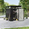 Galvanised Metal Garden Shed Outdoor Tool Storage House with Lockable Door Black