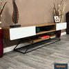 XL Large TV Stand for Up To 95" TVs - 2m Wide Natural Walnut Wood & Gloss White