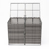 Double Wheelie Bin Store Poly Rattan Garden Outdoor Garbage Storage Shed Dustbin