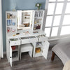 Dressing Table with LED Mirror Drawers Vanity Table Makeup Desk Stool Set White