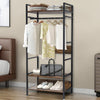 Rustic Wooden Clothes Garment Rail Open Hanging Display Shelf Shoe Rack Entryway