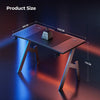Gaming Desk LED RGB Computer Table Workstation w/ Cup Holder & Headphone Hook