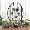 2 Pcs 6 Tier Tall Metal Indoor Plant Stand Round-Shaped Plant Shelf Holder Patio