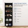 Modern Utility Storage Organizer Double Door Tall Storage Cabinet-Black
