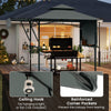 Outdoor Double-Tiered BBQ Canopy Shelter w/ 2 Shelves-Grey