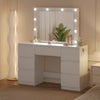 WOLTU Dressing Table w/ Led Lights Mirror 7 Drawers Multi-Socket Makeup Desk