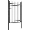 Galvanised Steel Garden Fence Gate Door with Lock Handle for Entrance Way, Black