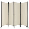 4 Panel Room Divider Folding Privacy Dividers Room Partition on Wheels-White