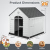 Large Dog House Waterproof Plastic Pet Shelter with Air Vents Grey