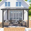 Aluminium Lean-To Gazebo, Wall-Mounted Hardtop Roof Pergola for Garden & Patio
