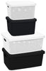 Small Large Plastic Storage Box with Lid Kitchen Home Office Basket Container