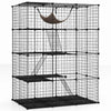 4 Tier Cube Cat Cage 143 CM Large Cat Enclosure w/Comfy Hammock-Black