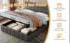 UPHOLSTERED OTTOMAN BED 4FT6 DOUBLE BED FRAME WITH STORAGE, VELVET FABRIC GREY