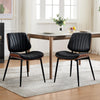 Set of 2 Mid Century Dining Chairs PU Leather Seat Walnut Bentwood Metal Legs