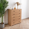 5 Drawer Chest of Drawers Narrow Solid Pine Wood Waxed Storage Bedroom Furniture
