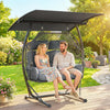 Double Hanging Egg Chair, 2 Seat Egg Swing Chair with Canopy, Dark Grey