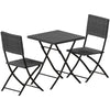 3 Piece Rattan Bistro Dining Set Outdoor Garden Balcony Folding Table Chair