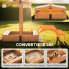 Kids Sand Pit with Lid, Wooden Sandpit with Foldable Picnic Table