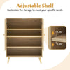 Shoe Storage Cabinet With Rattan Doors 4-Tier Shoe Rack for Entryway Hallway