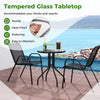 3 Piece Outdoor Bistro Set with 2 Stackable Chairs-Grey