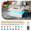 Coffee Table LED Lights Square Cocktail Table Marble Pattern Living Room White