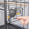 Large Parrot Cage Metal Bird Cage for Budgie with Playtop & Stand 174cm Black