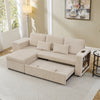 L-Shaped Convertible Sofa Bed Corduroy 3-in-1 Sleeper Sofa with Storage Chaise