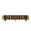 Modern TV Stand TV Console Unit with Grille Doors & Shelves, 180 cm, Wood Grain