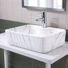 Modern Ceramic Vanity Wash Basin Countertop White Marble Effect Bath Cloakroom