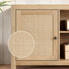66" Rattan Wood TV Stand Media Console Storage Cabinet For Living Room