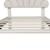 3ft Single Upholstered Bed Frame with Headboard, Solid Wood Slat, Velvet, Beige