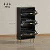 Slim Shoe Storage Cabinet with 3 Flip Drawers for Hallway, Black