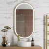 Oval LED Mirror Touch Designer Bathroom Demister Mains Brushed Brass 550x1000mm