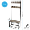 Coat Rack Stand with Shoe Storage Bench 9 Hooks Rustic 2 Colours Entrance Hall