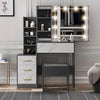 Blisswood Dressing Table with Mirror and Stool, 4 Drawer 3 open Storage Shelves