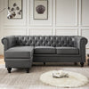 Hertford Faux Leather L Shaped Corner Sofa In Dark Grey