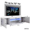 White 200cm High Gloss TV Stand Storage Cabinet Cupboard Unit with RGB LED Light