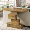 Rustic Oak Console Table with Geometric Base, Slim 108cm Sofa Hallway Table