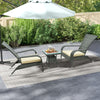 COSTWAY 3Pcs Wicker Adirondack Set Ergonomic Oversized Rattan Chairs w/Table