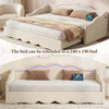 Daybed with Trundle Under Bed 3ft Single Upholstered Sofa Bed, 90x190 cm, Beige