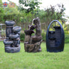 Garden Fountain Water Feature LED Lights Indoor Outdoor Polyresin Statues Decor