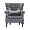 Chesterfield Accent Chair Wingback Armchair with Wood Frame for Living Room Grey