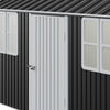 12FT x 10FT Galvanised Garden Tool Storage Shed with Lockable Door, Two Windows