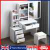 Large Vanity Desk with Mirror and LED Light Makeup Desk with Drawers and Ozjqkti
