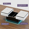 LED Extendable Coffee Table Wooden 2 Hidden Storage Modern Living Room Hzxoerrrx