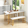 4 Piece Rectangular Kitchen Table with Bench & 2 Stools Dining Table Set