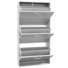 Slim Shoe Storage Cabinet with 3 Flip Drawers, Grey
