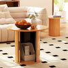 40CM/60CM Coffee Table Round Wood Side Table Sets With Hidden Storage Walnut