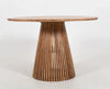 Round Natural Solid Acacia Wood Dining Table - Wooden Fluted Design Base - 120cm