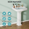 Pedestal Bathroom Sink Compact with Overflow & 3 Pre-Drilled Holes for 4" Faucet